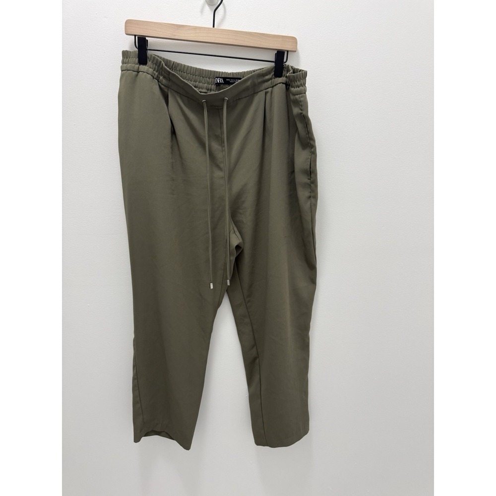 Zara Olive Green‎ Drawstring Straight Leg Pants – Size XL